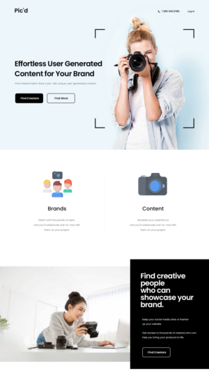 Pic'd: Photography marketplace looking for lead-generating landing page. ** | Diseño Web por ag622988
