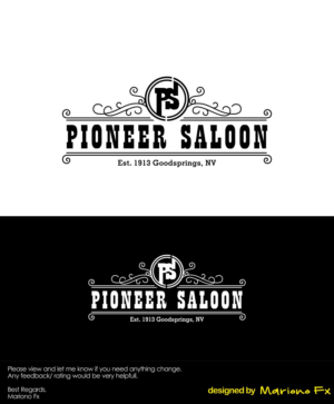 Just "Pioneer Saloon" or "Pioneer Saloon Est. 1913" or "Pioneer Saloon, Goodsprings, NV" or "Pioneer Saloon Est. 1913 Goodsprings, NV" | Logo Design by Mariono Fx