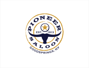 Just "Pioneer Saloon" or "Pioneer Saloon Est. 1913" or "Pioneer Saloon, Goodsprings, NV" or "Pioneer Saloon Est. 1913 Goodsprings, NV" | Logo Design by BNdesigner