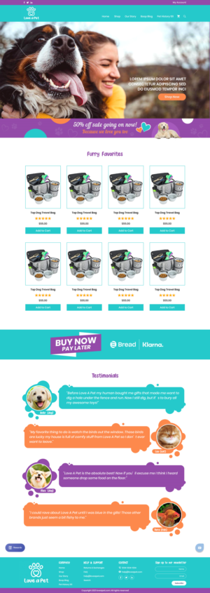 Love A Pet (Pet Supplies) Home Page | Web-Design von Sandaruwan
