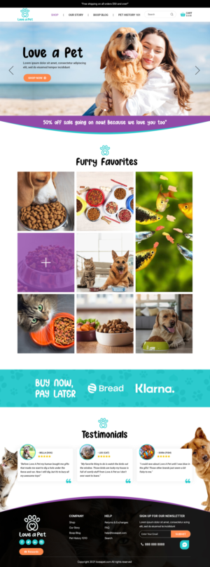 Love A Pet (Pet Supplies) Home Page | Web-Design von Titan Eagle