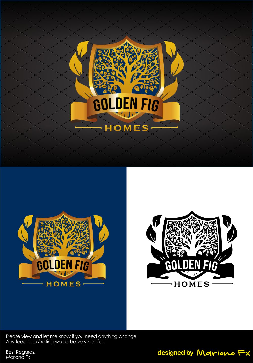 Logo Design by Mariono Fx for Golden Fig Homes and Development, LLC | Design #26753435