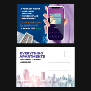 Everything Apartments podcast postcard | Design de Carte Postale par ecorokerz