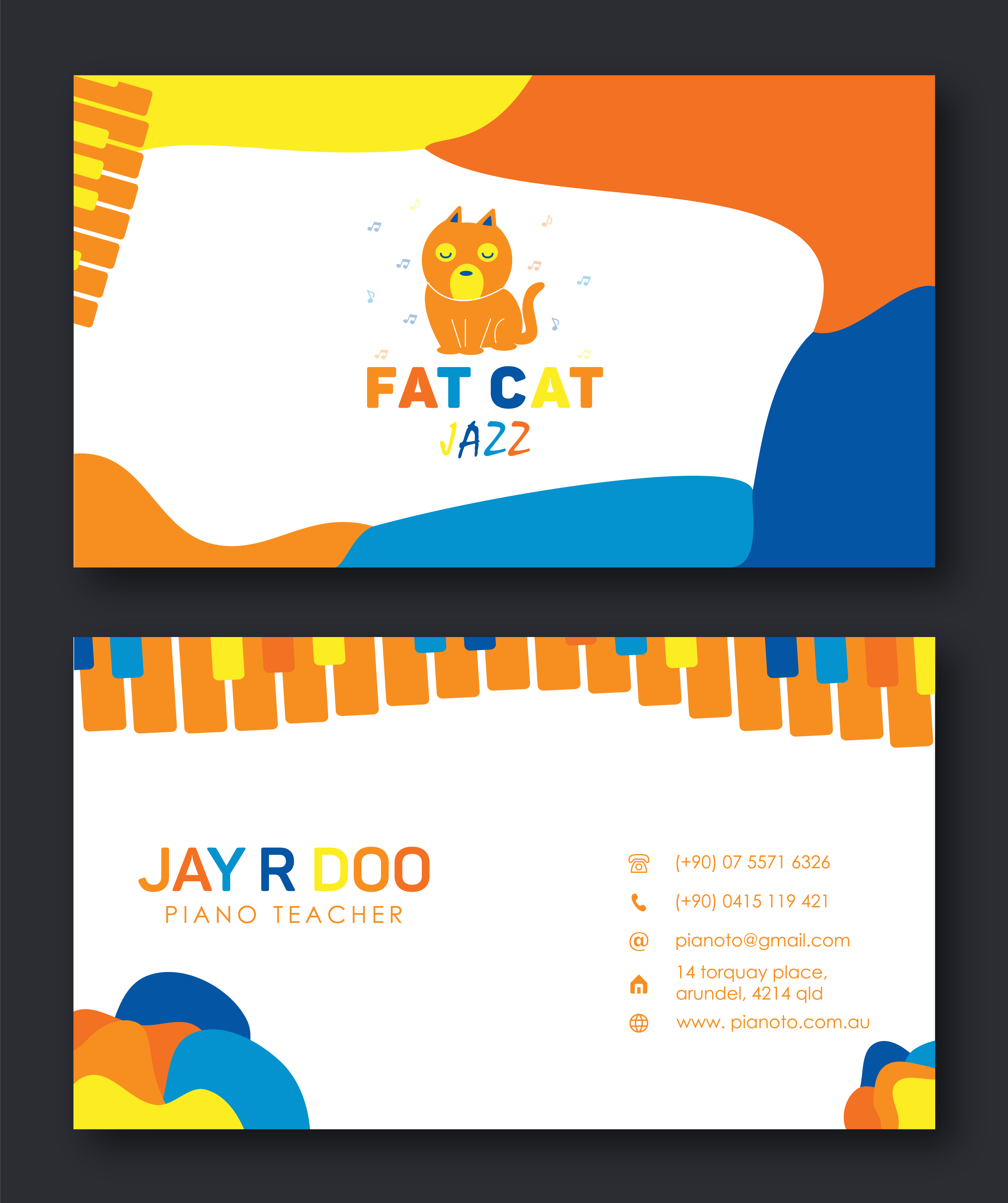 Business Card Design by Md Rifat Hassan for Fat Cat Jazz | Design #26780485