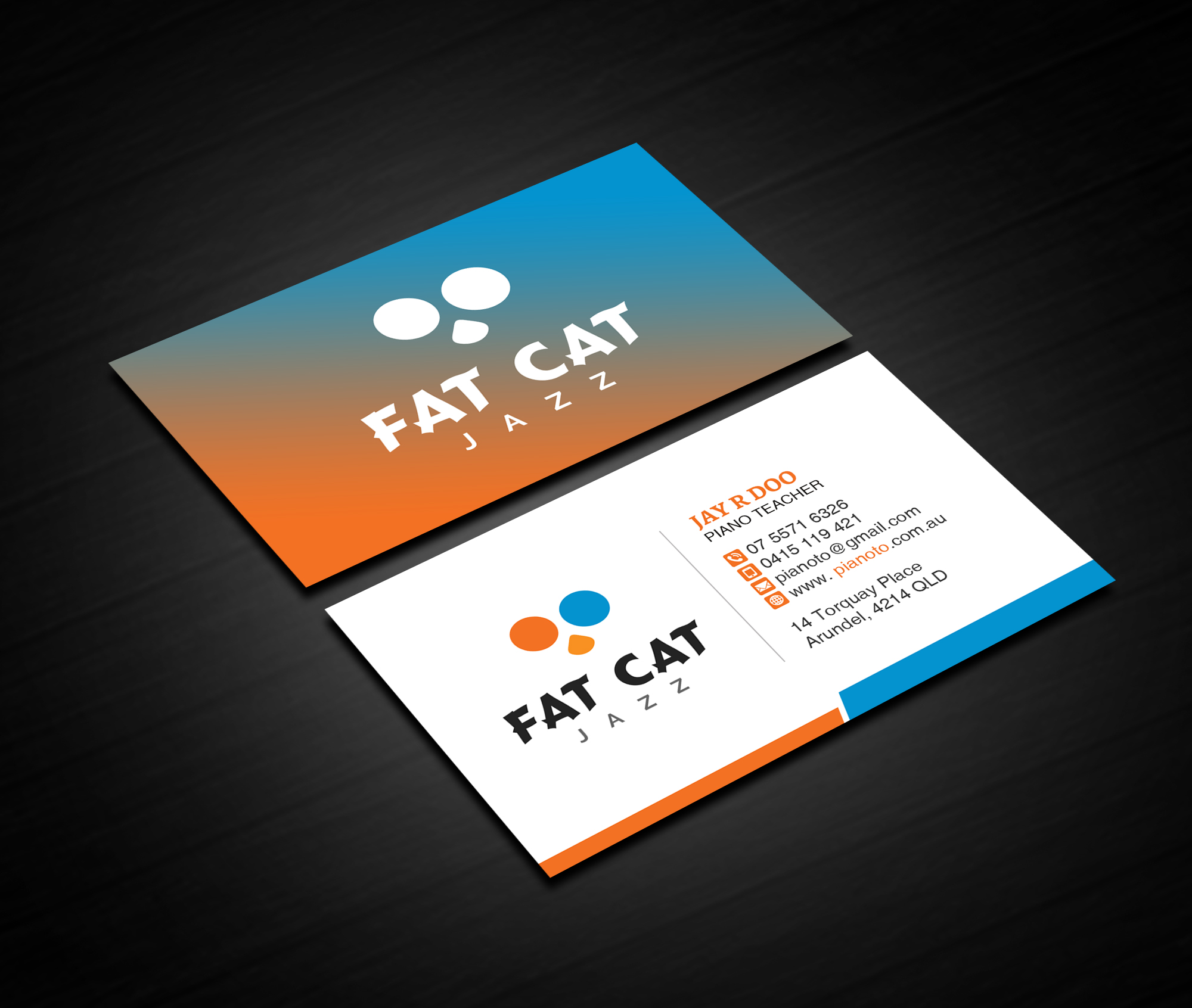 Diseño de Tarjeta de Presentación por Creations Box 2015 para Fat Cat Jazz | Diseño #26785603