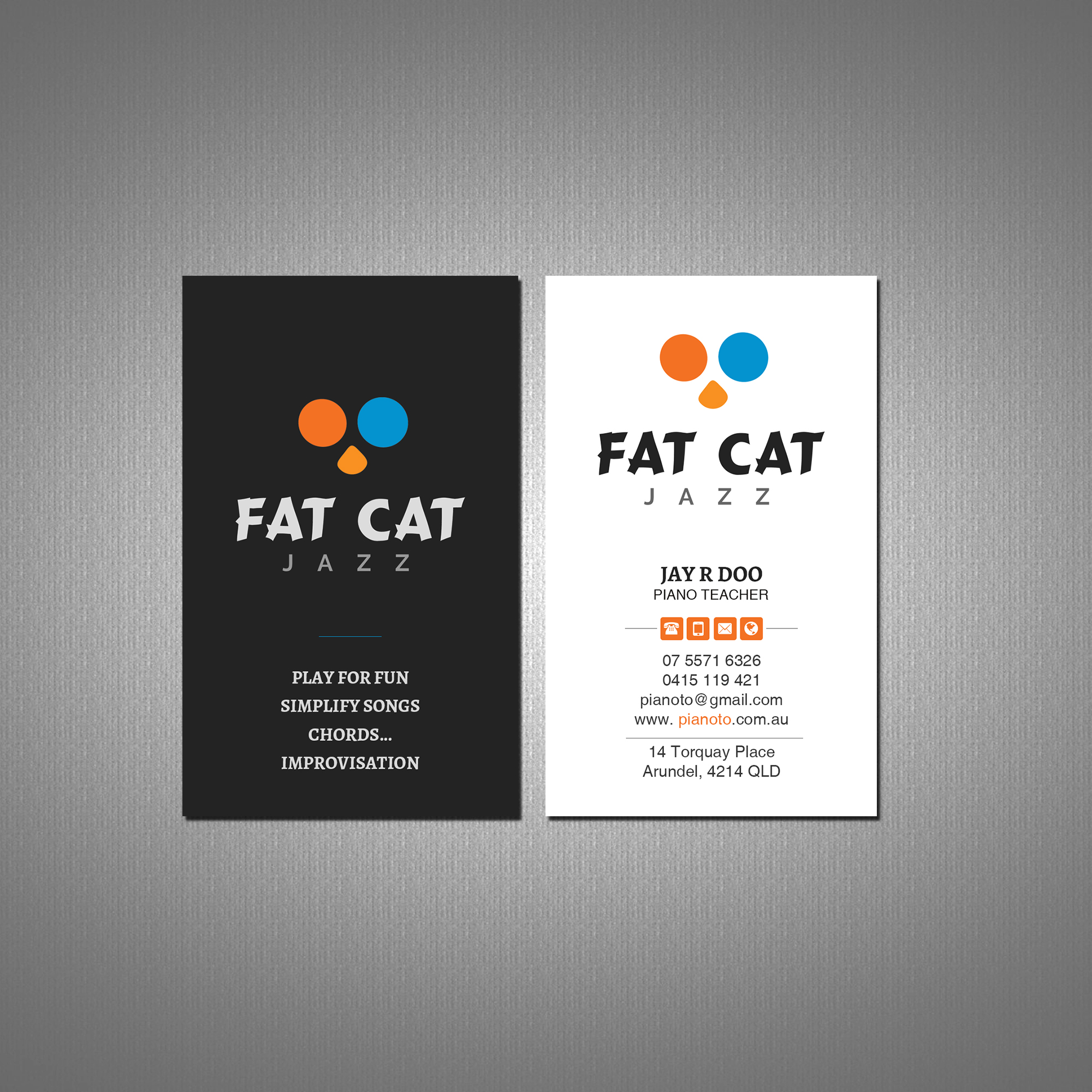Business Card Design by Creations Box 2015 for Fat Cat Jazz | Design #26786676