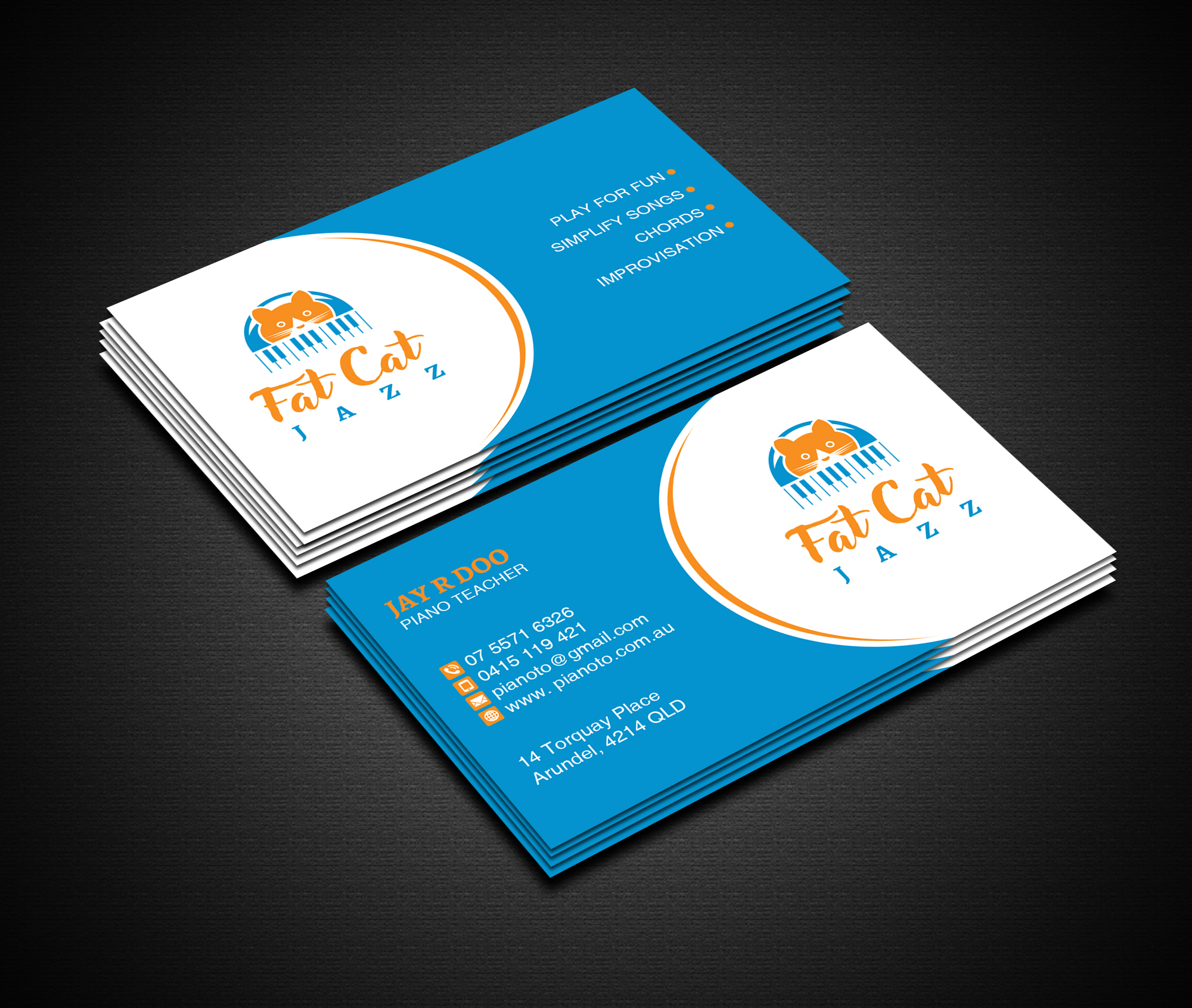 Business Card Design by Creations Box 2015 for Fat Cat Jazz | Design #26786683