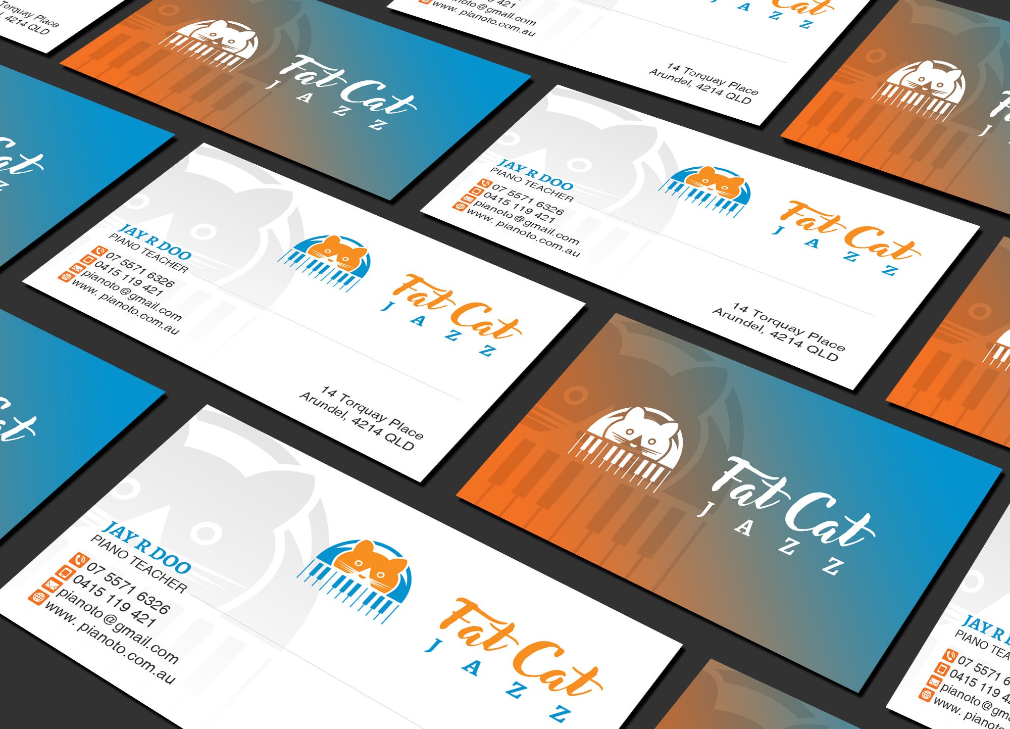 Business Card Design by Creations Box 2015 for Fat Cat Jazz | Design #26786688
