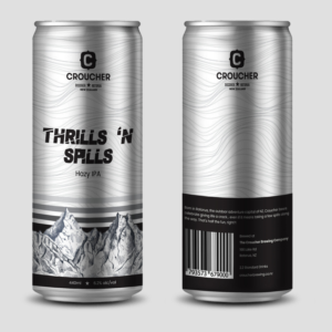 Beer can label - Thrills 'n Spills, Hazy IPA | Diseño de Etiqueta por Fat Bat Man