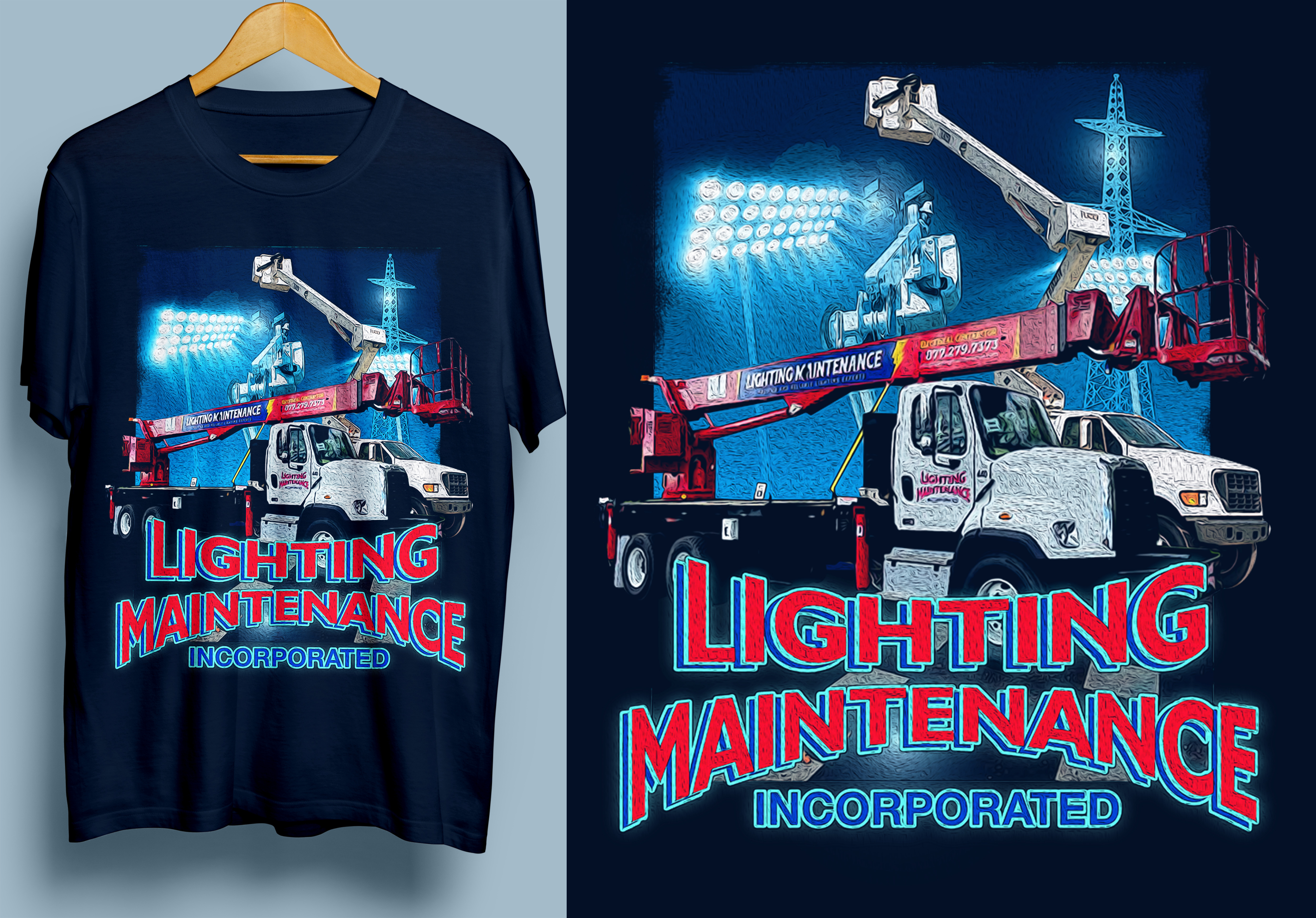 T-shirt Design by SAI DESIGNS for Lighting Maintenance Inc | Design: #26811386