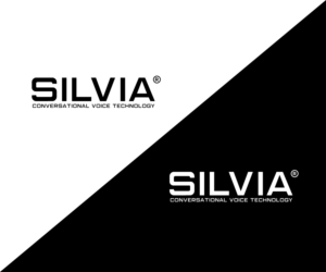 SILVIA  (main wordmark)    ..... tagline.. CONVERSATIONAL VOICE TECHNOLOGY (underneath it) | Logo Design by step forward 2