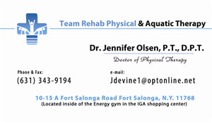 Business Card Design by Akaram Advertising for Team Rehab Physical Therapy, P.C. | Design: #3079218