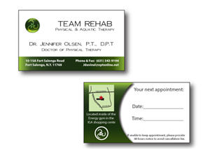 Visitenkarten-Design von TedAtkinson für Team Rehab Physical Therapy, P.C. | Design: #3068462