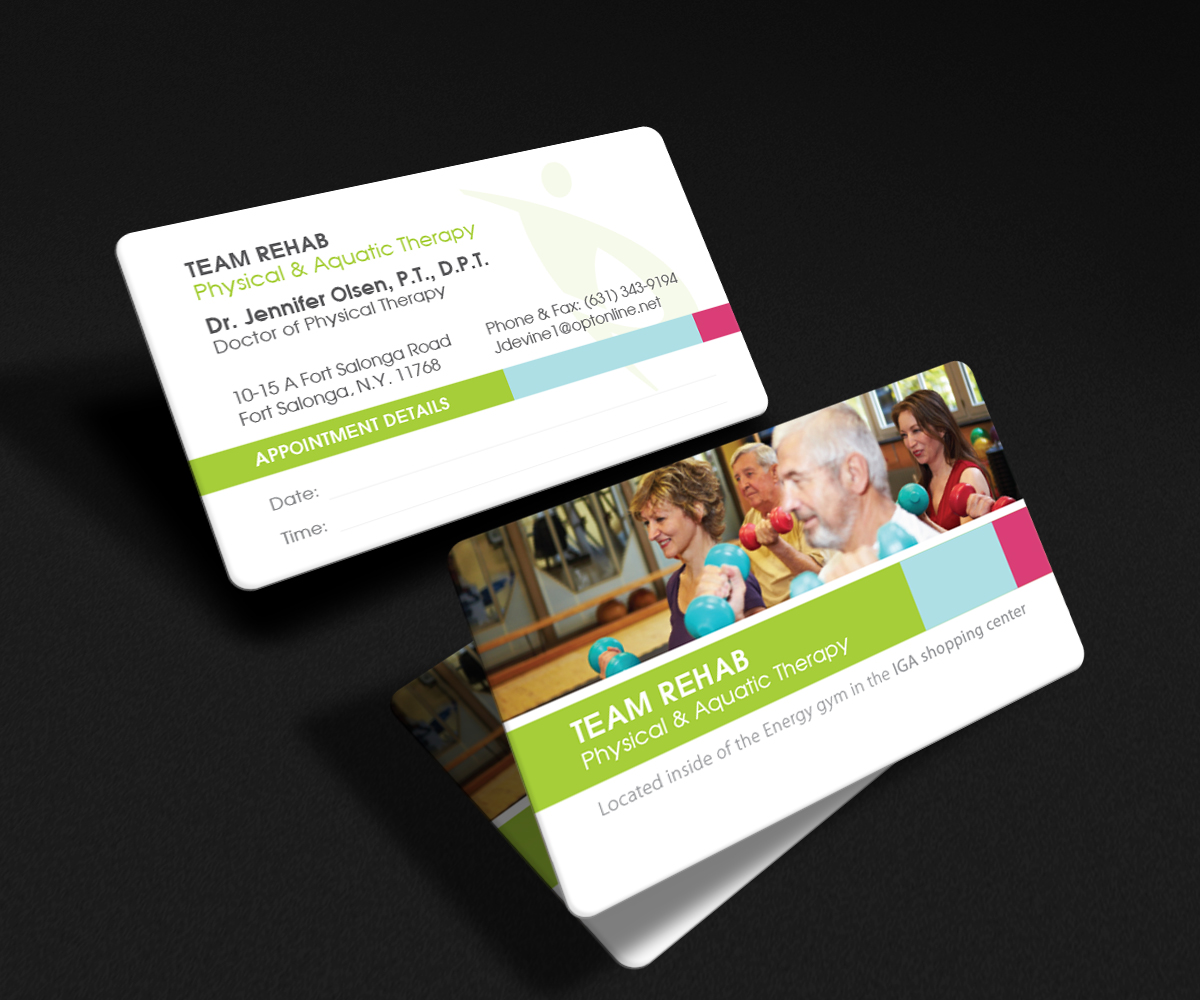 elegant professional business business card design for physical therapy business card