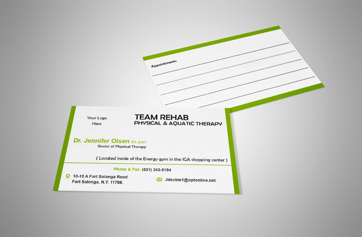 Business Card Design by Harith Hasanga Silva for Team Rehab Physical Therapy, P.C. | Design #3069571