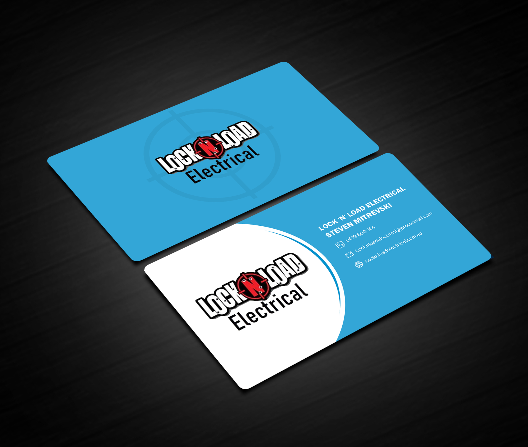 Business Card Design by Blue Sparrow for Lock 'N' Load Electrical | Design #26816700