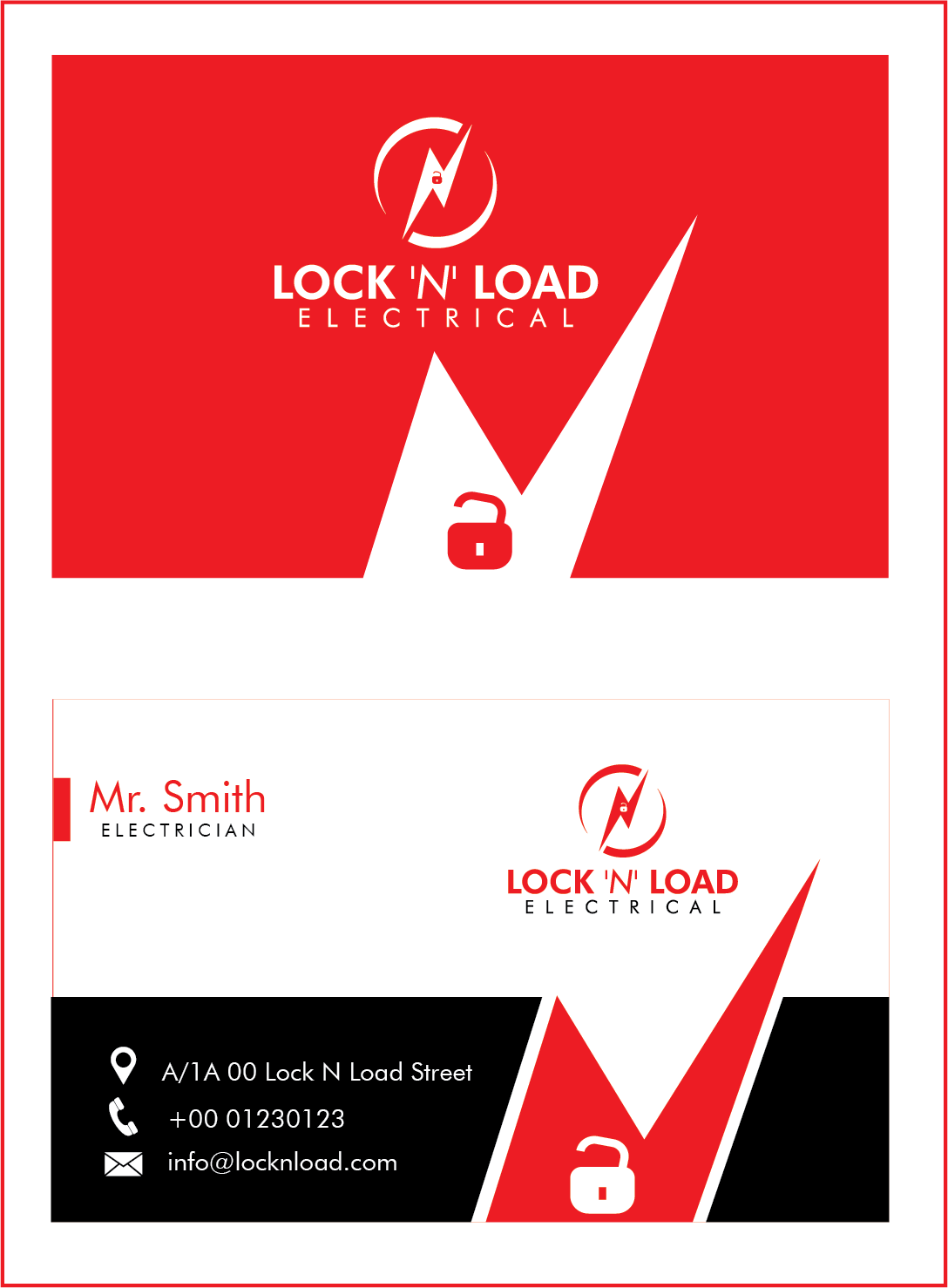 Business Card Design by Sonar Tari for Lock 'N' Load Electrical | Design #26790535