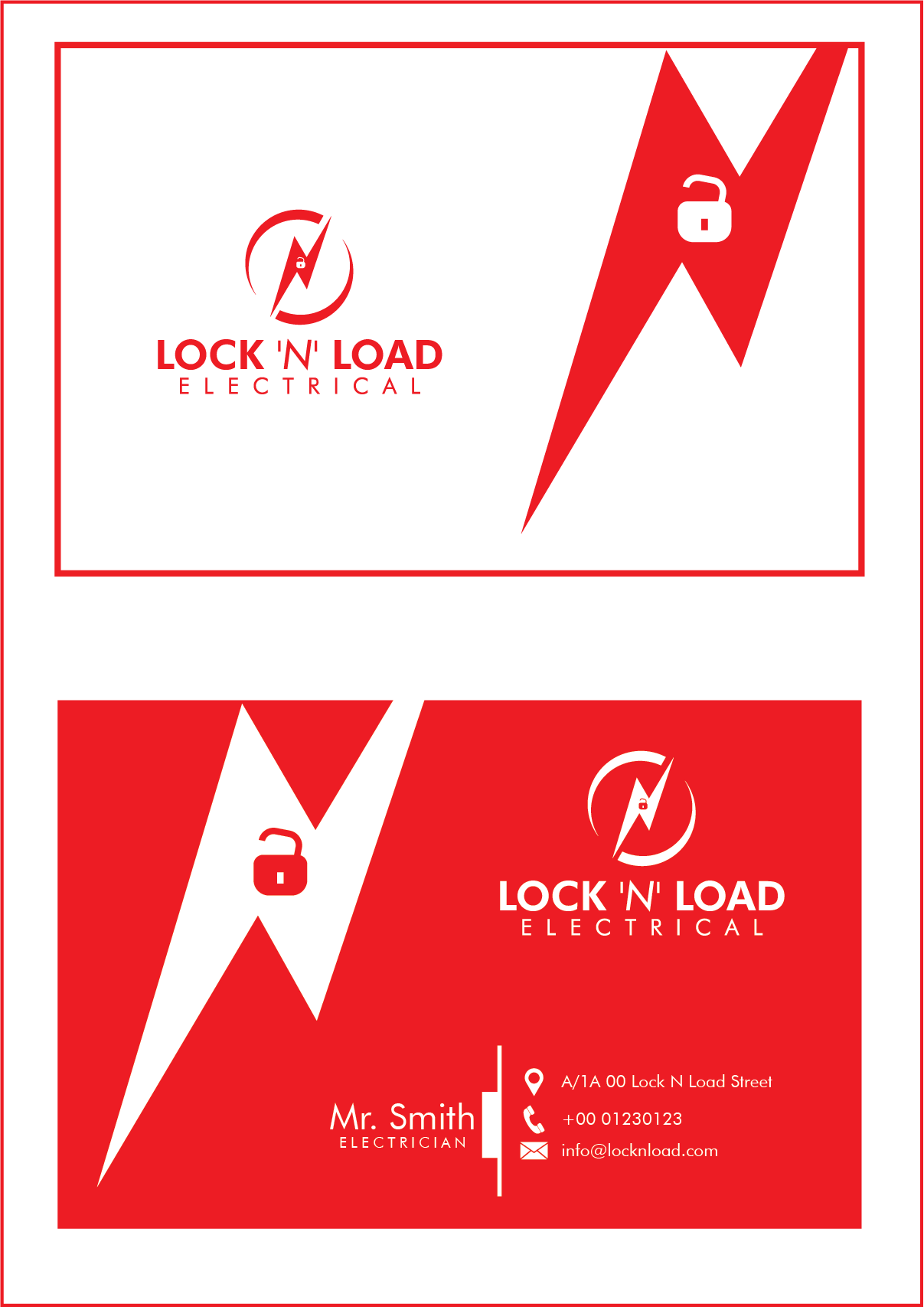 Business Card Design by Sonar Tari for Lock 'N' Load Electrical | Design #26790780
