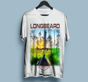 Realistic design of a hunting scene during turkey season and a hunter is looking down the barrel | T-shirt Design by dundun
