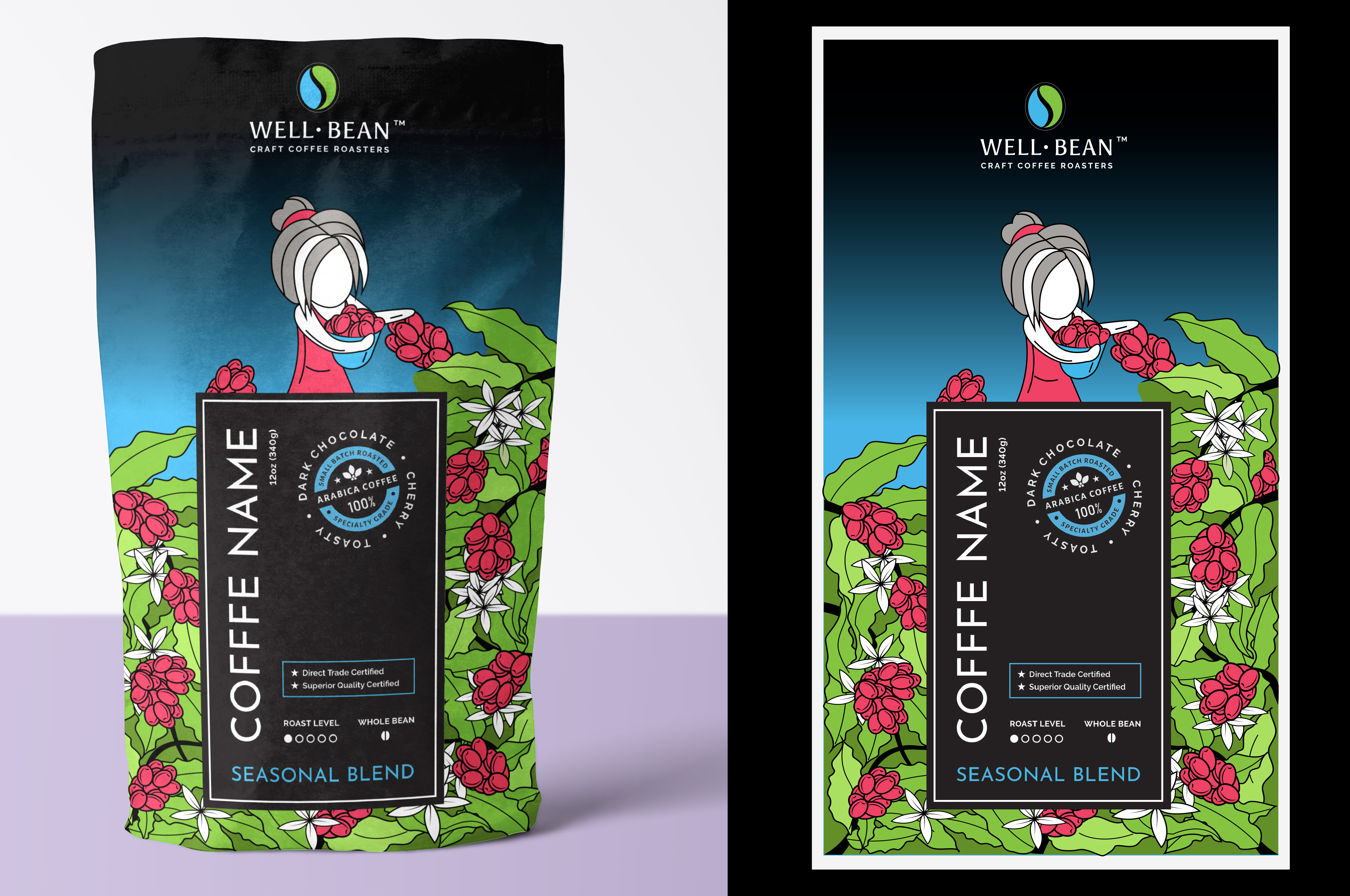 Illustration Design by SAI DESIGNS for Well-Bean Coffee Roaster | Design #26889009
