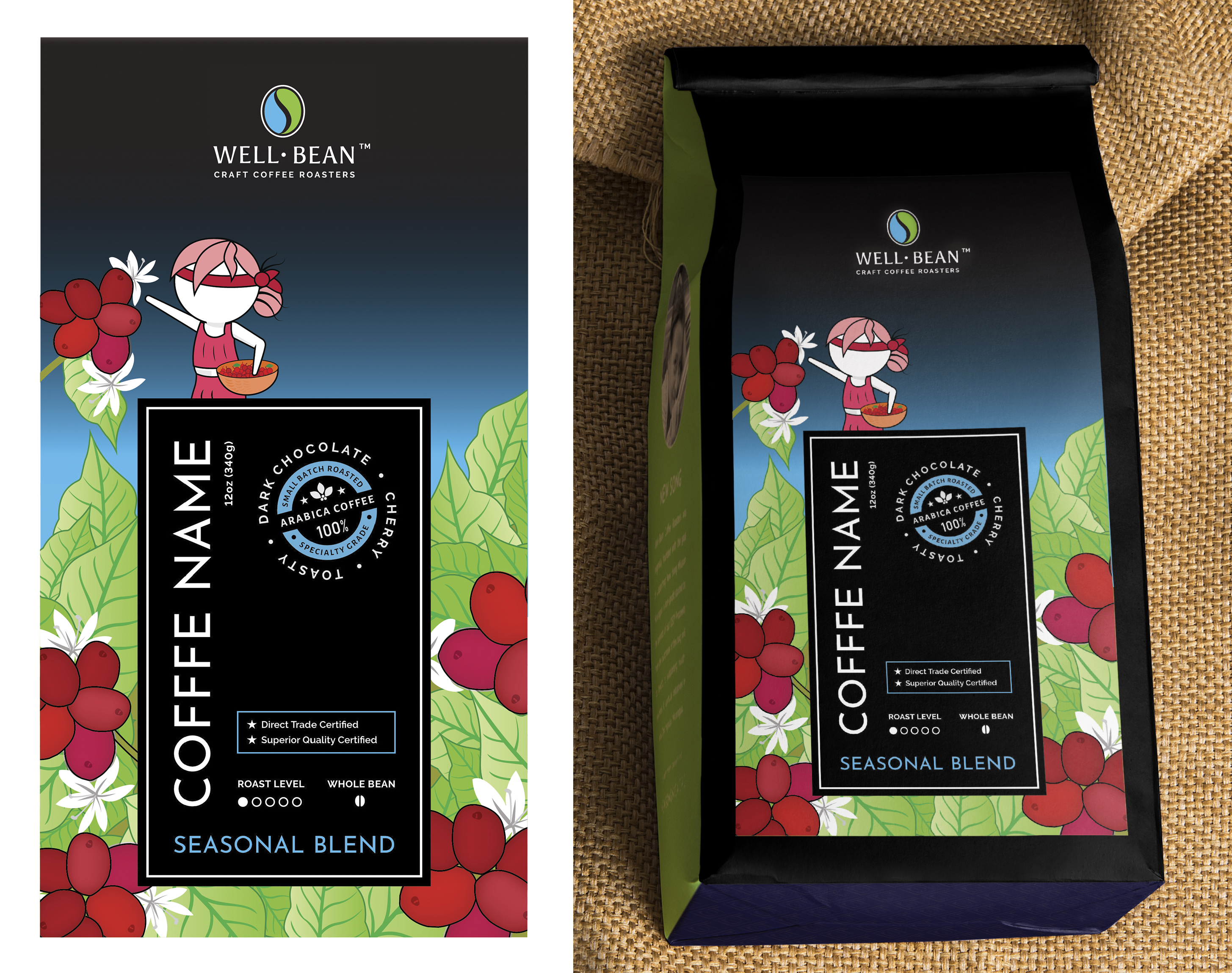 Design Illustration par Navisol Creatives pour Well-Bean Coffee Roaster | Design #26907156