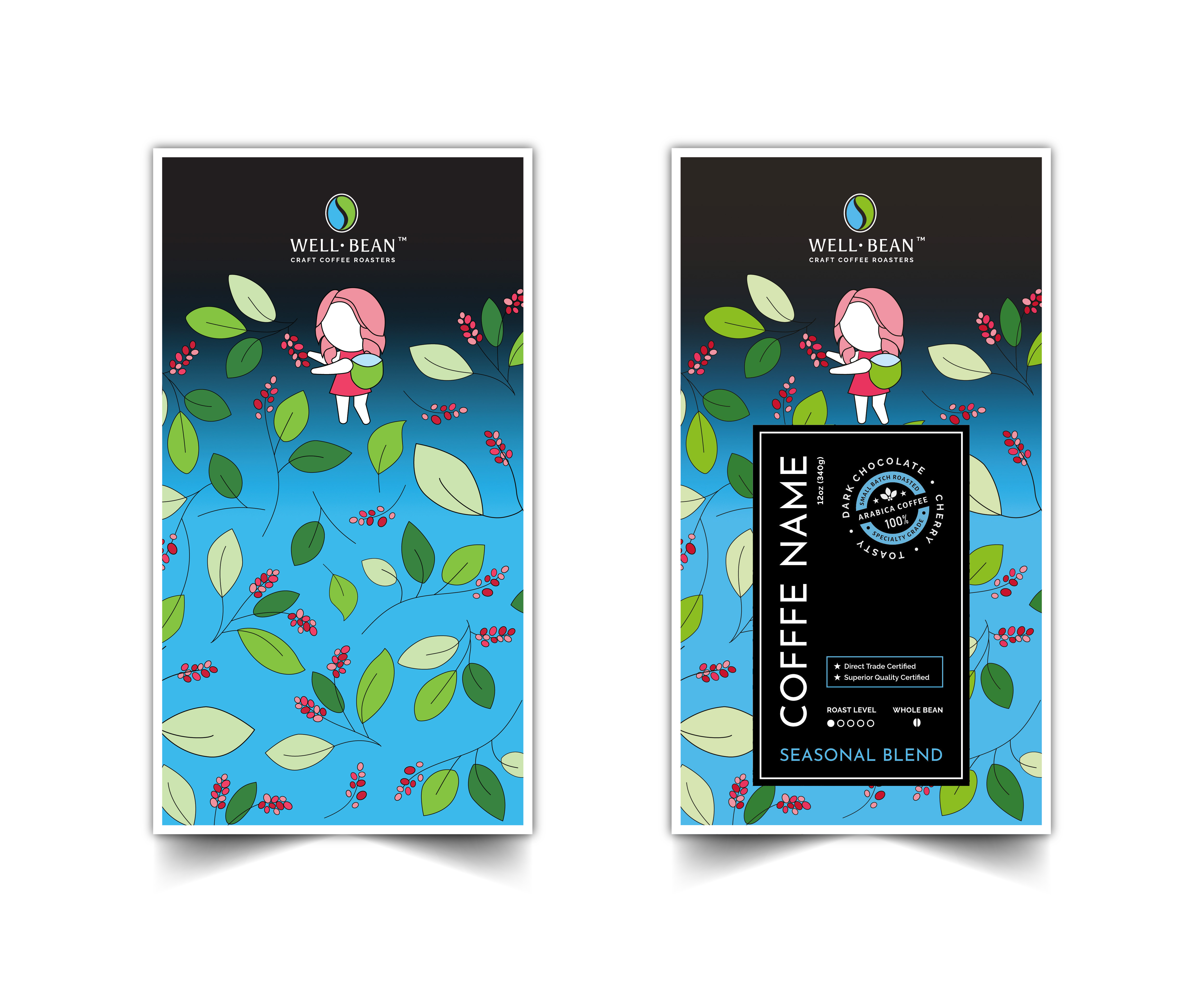 Illustration Design by Heshara for Well-Bean Coffee Roaster | Design #26867618