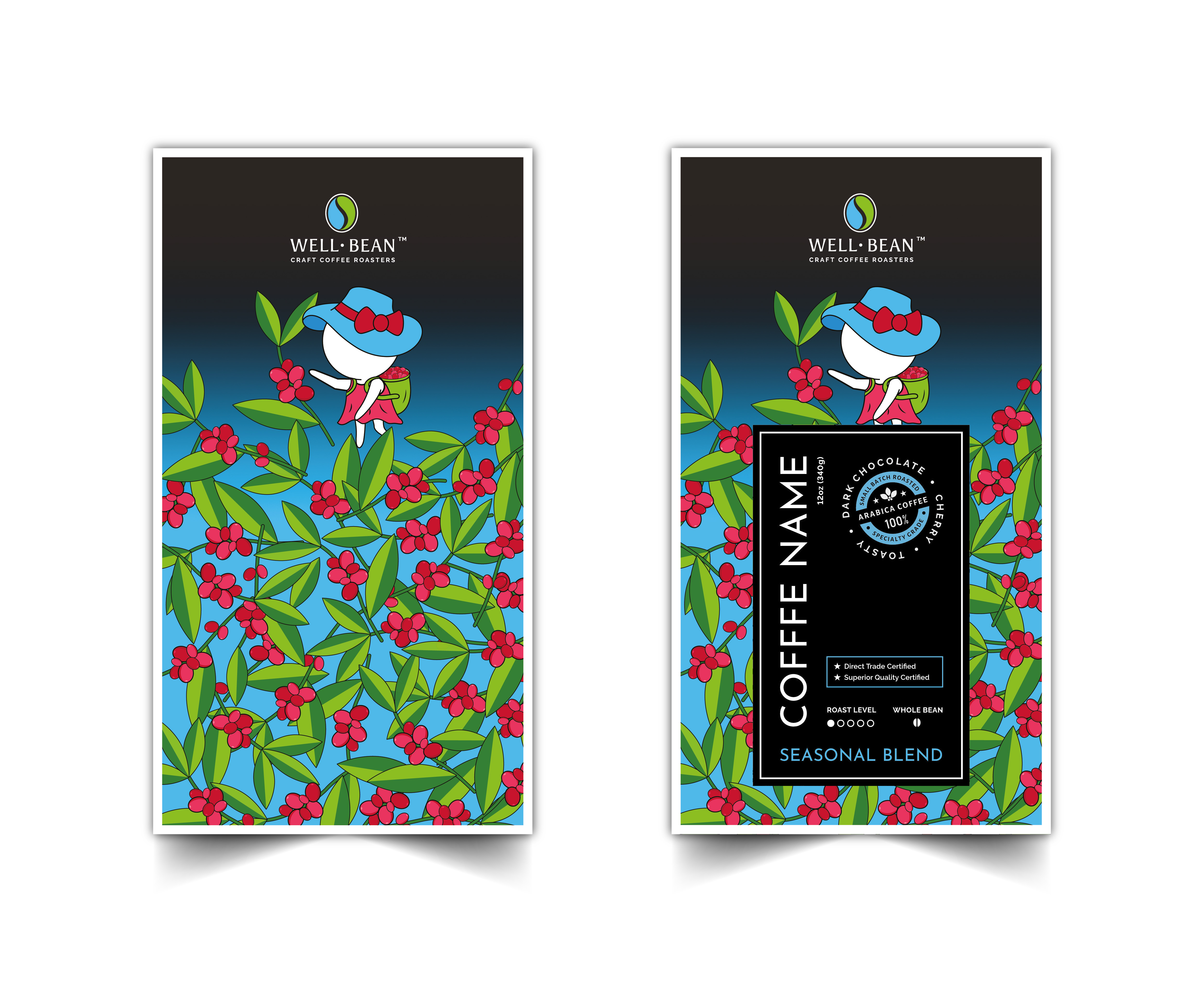 Illustration Design by Heshara for Well-Bean Coffee Roaster | Design #26933167