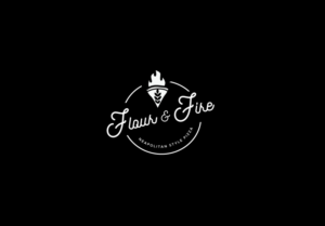 Flour & Fire (Big Font) Neapolitan Style Pizza (sub header) | Logo Design by Hiccups Design