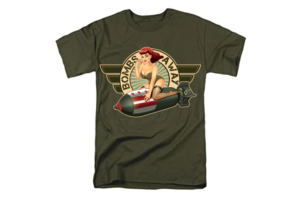 Bombs Away! WW2 Pinup Girl riding an Atomic Bomb wearing a bikini and heels | T-Shirt-Design von singhania