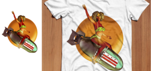 Bombs Away! WW2 Pinup Girl riding an Atomic Bomb wearing a bikini and heels | T-Shirt-Design von Wally_F