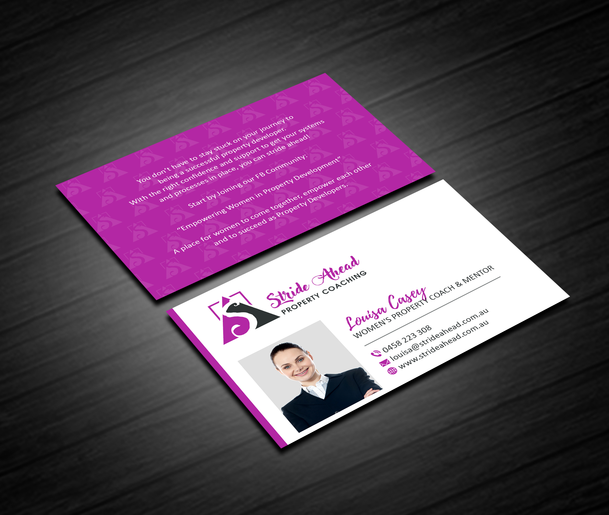 Logo and Business Card Design by Creations Box 2015 for Stride Ahead Property Coaching | Design #26822140