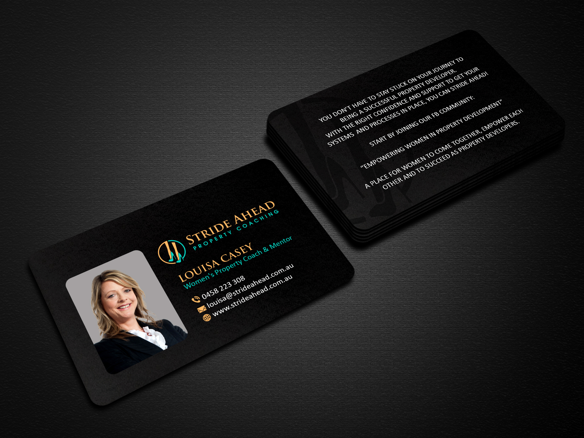 Logo and Business Card Design by Creations Box 2015 for Stride Ahead Property Coaching | Design #26822629