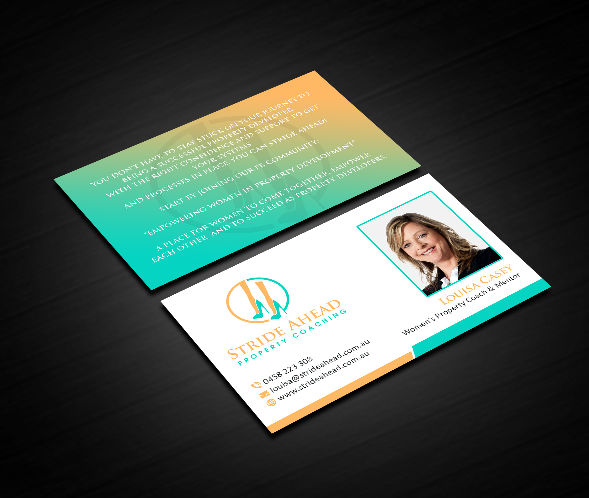 Logo and Business Card Design by Creations Box 2015 for Stride Ahead Property Coaching | Design #26822633