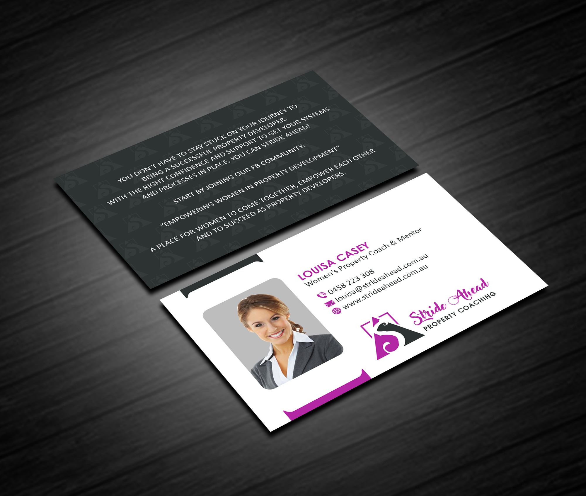 Logo and Business Card Design by Creations Box 2015 for Stride Ahead Property Coaching | Design #26822634