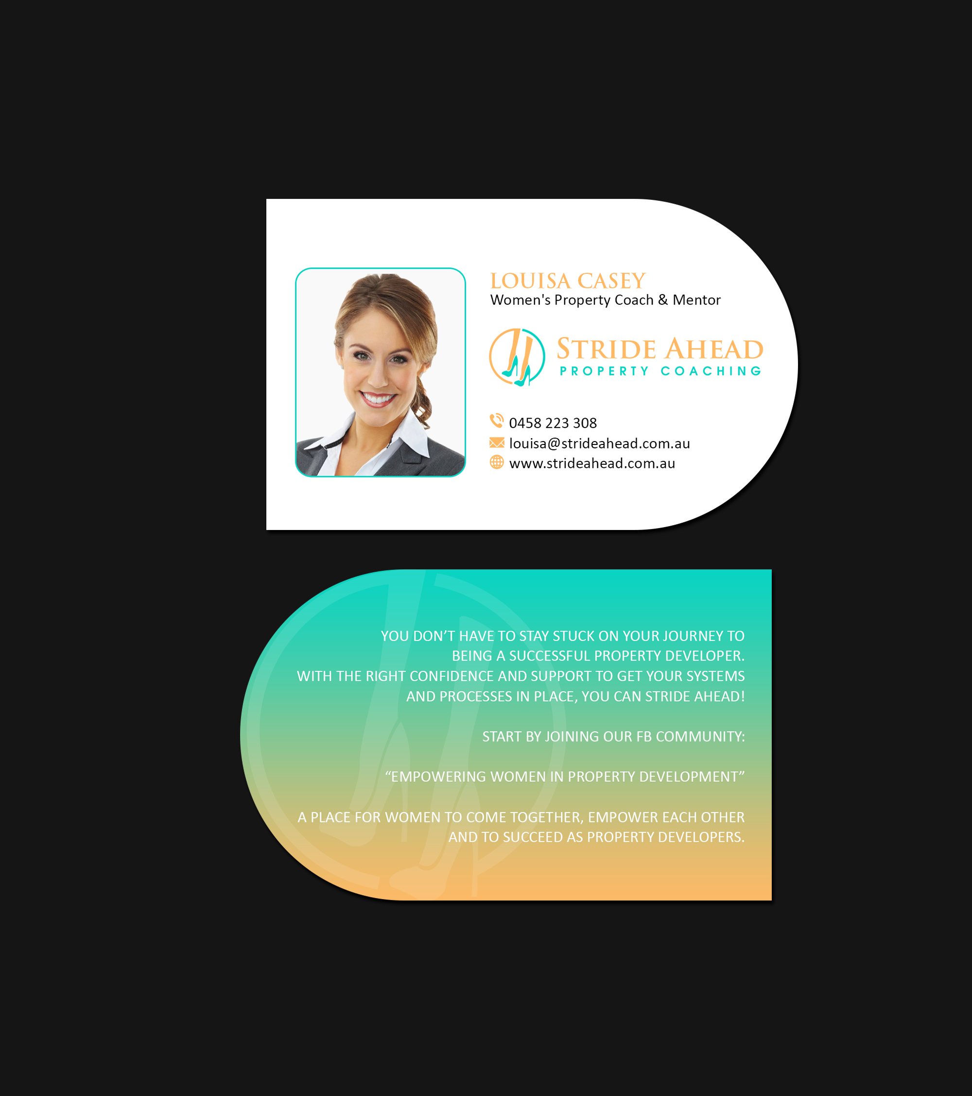 Logo and Business Card Design by Creations Box 2015 for Stride Ahead Property Coaching | Design #26824454