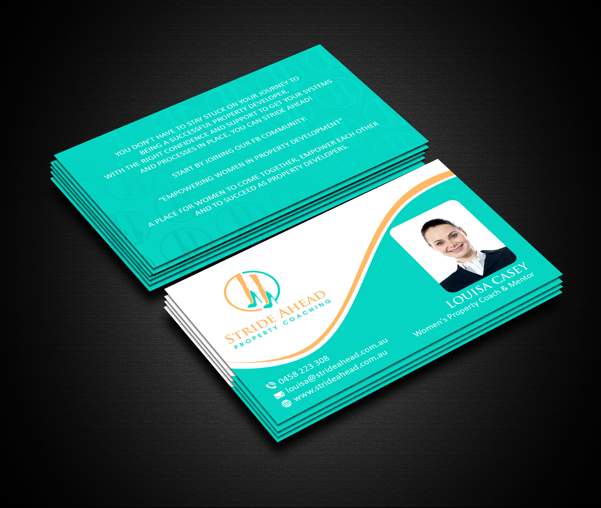 Logo and Business Card Design by Creations Box 2015 for Stride Ahead Property Coaching | Design #26824461