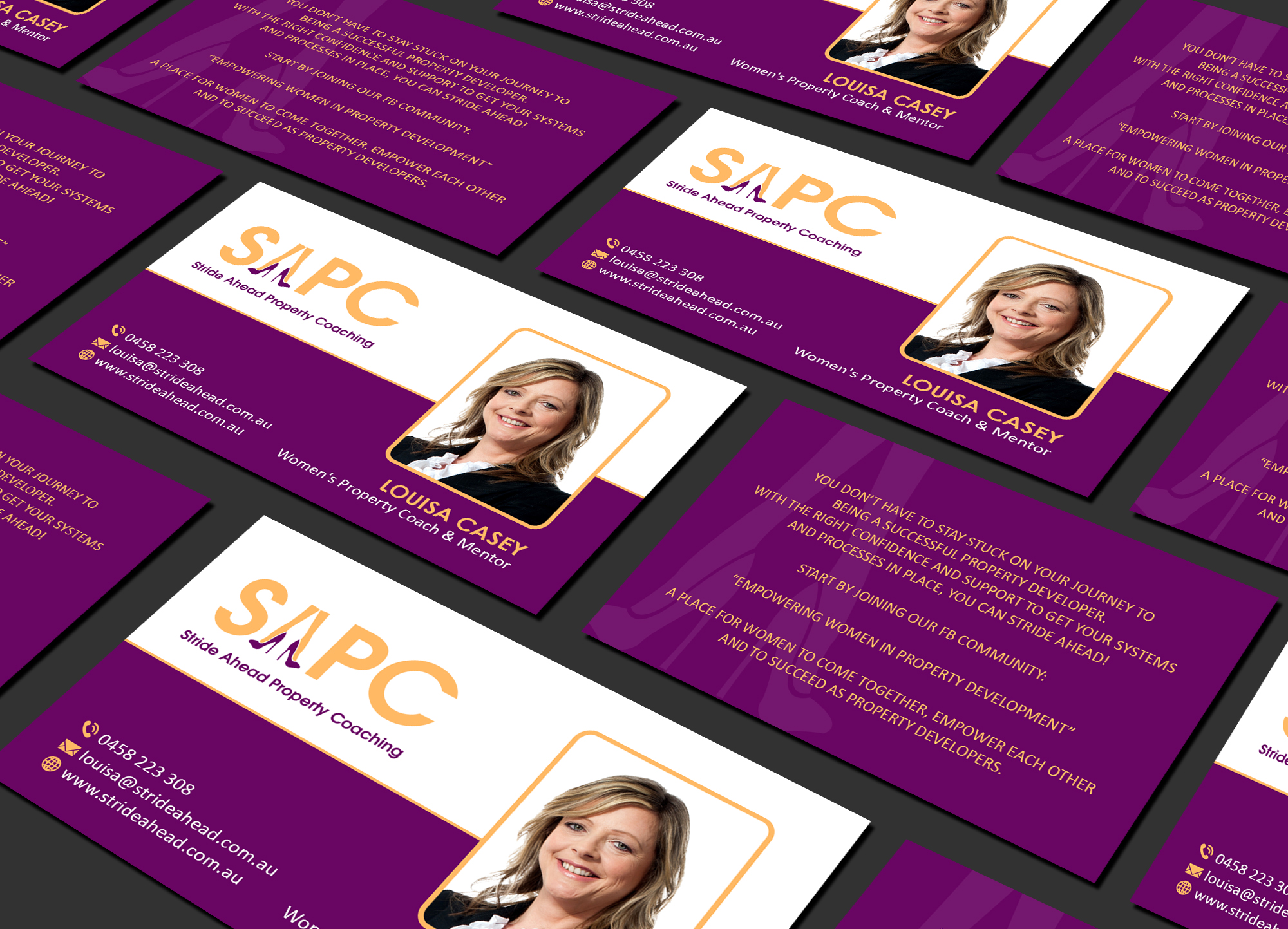 Logo and Business Card Design by Creations Box 2015 for Stride Ahead Property Coaching | Design #26824462