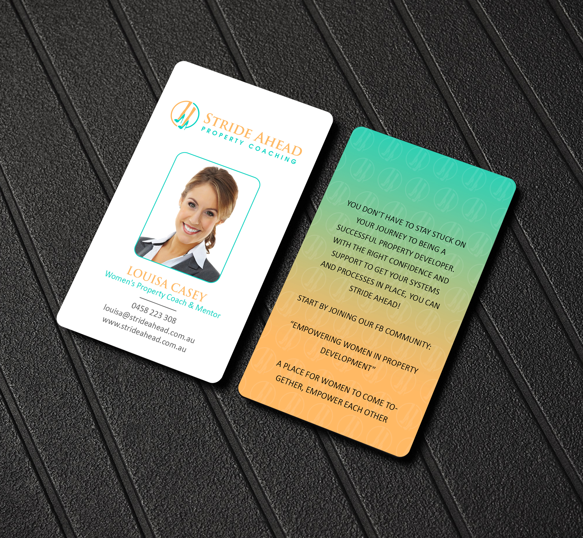 Logo and Business Card Design by Creations Box 2015 for Stride Ahead Property Coaching | Design #26824578