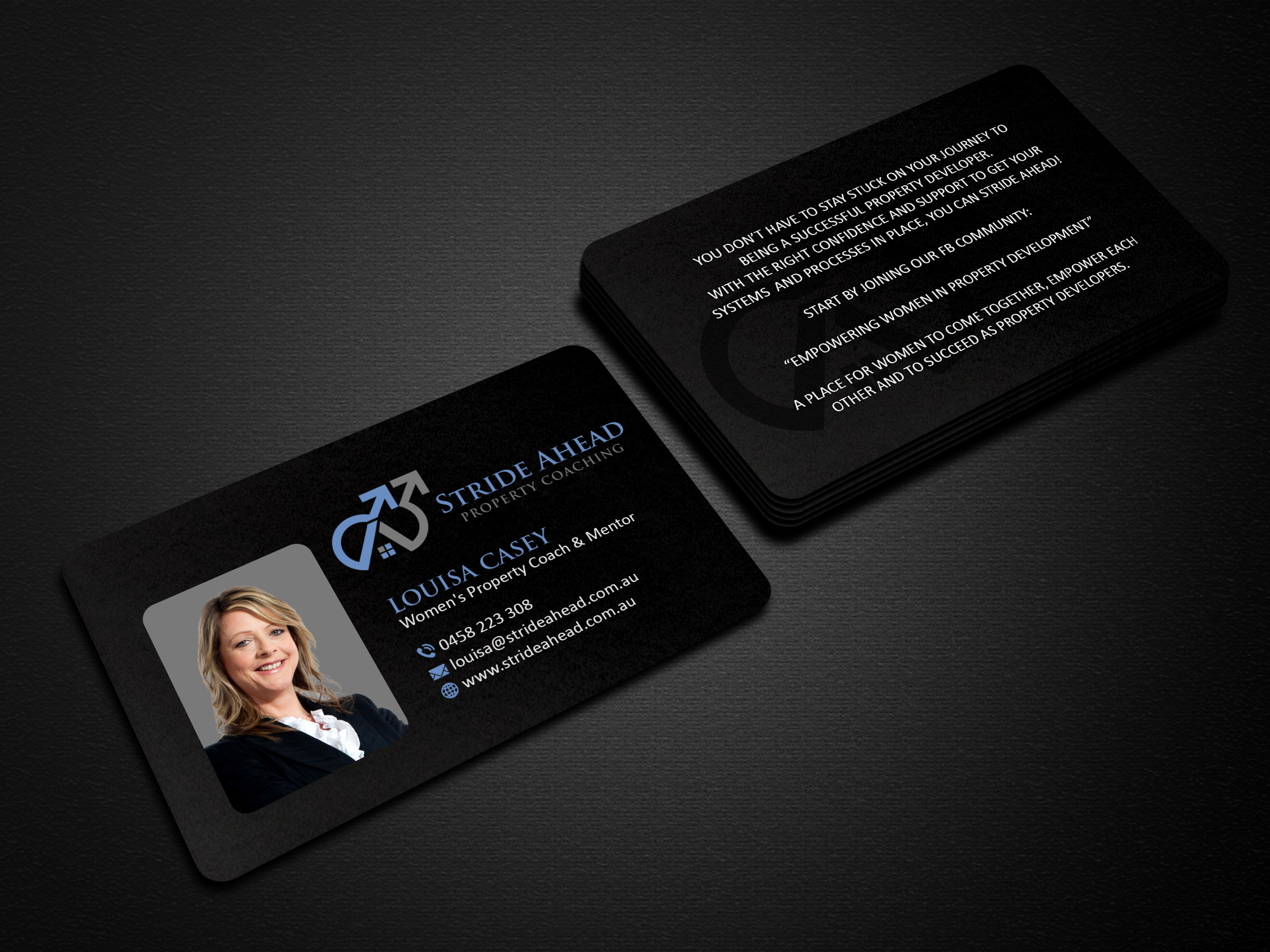 Logo and Business Card Design by Creations Box 2015 for Stride Ahead Property Coaching | Design #26830481