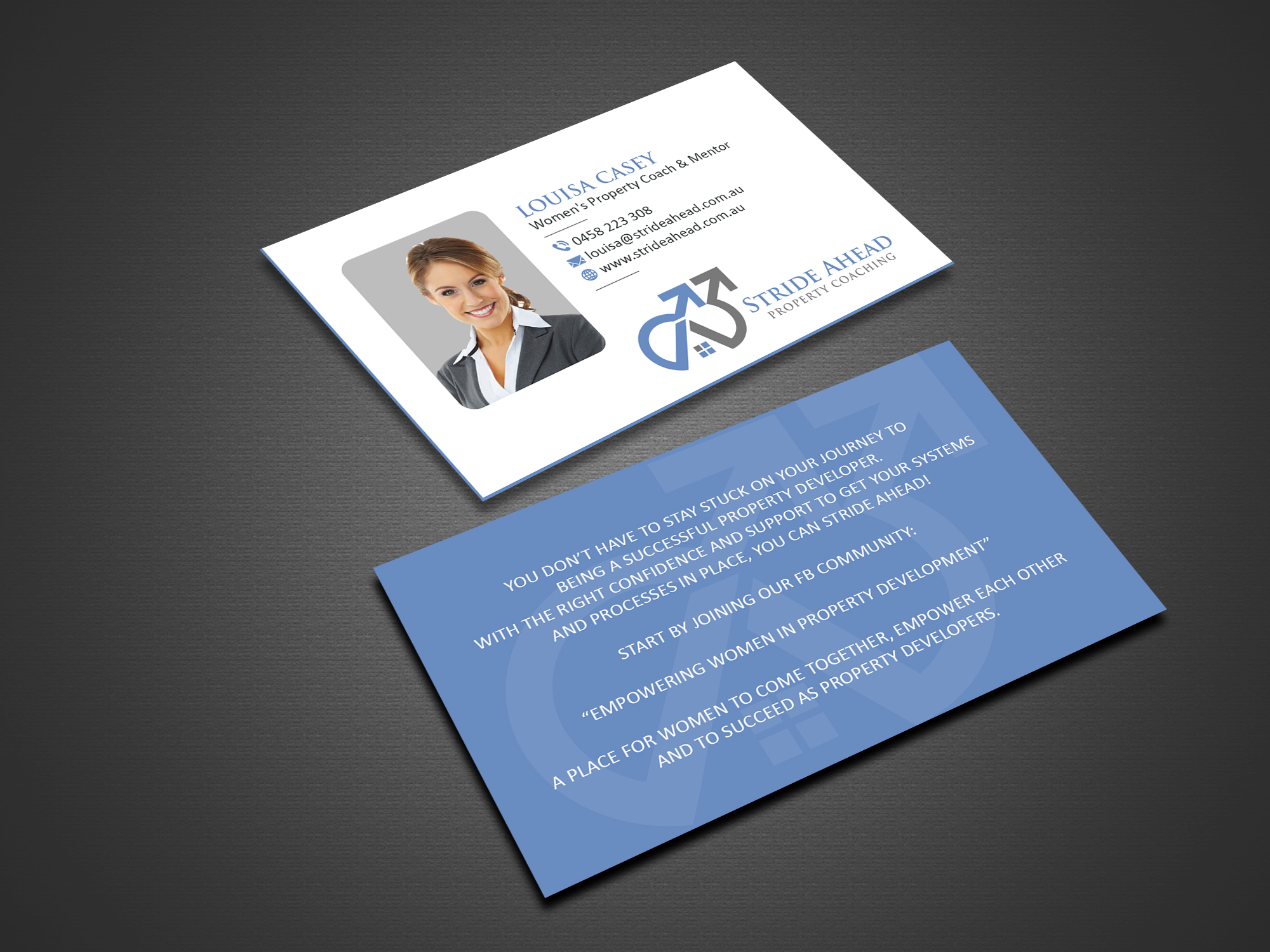 Logo and Business Card Design by Creations Box 2015 for Stride Ahead Property Coaching | Design #26830486