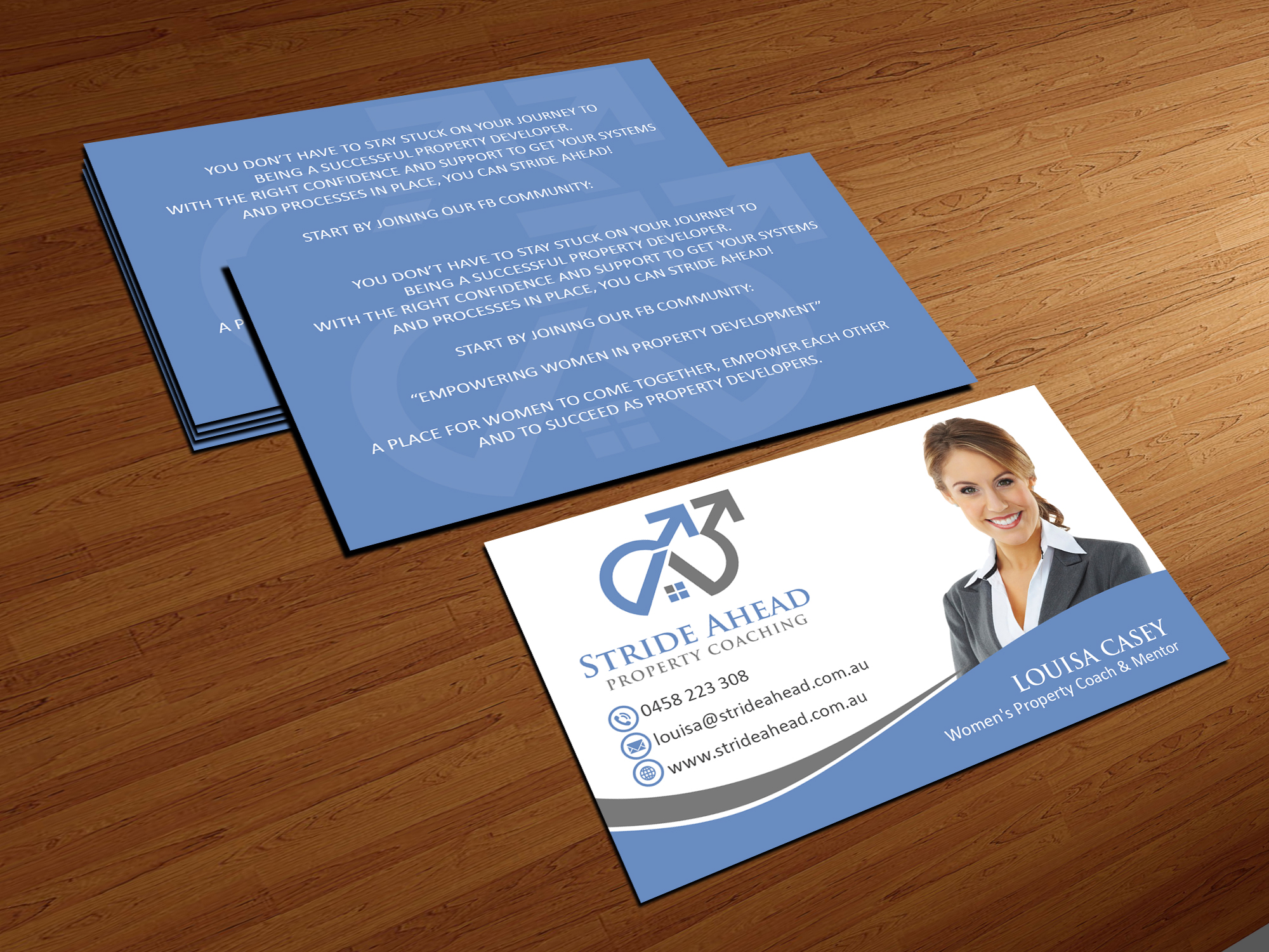 Logo and Business Card Design by Creations Box 2015 for Stride Ahead Property Coaching | Design #26830491