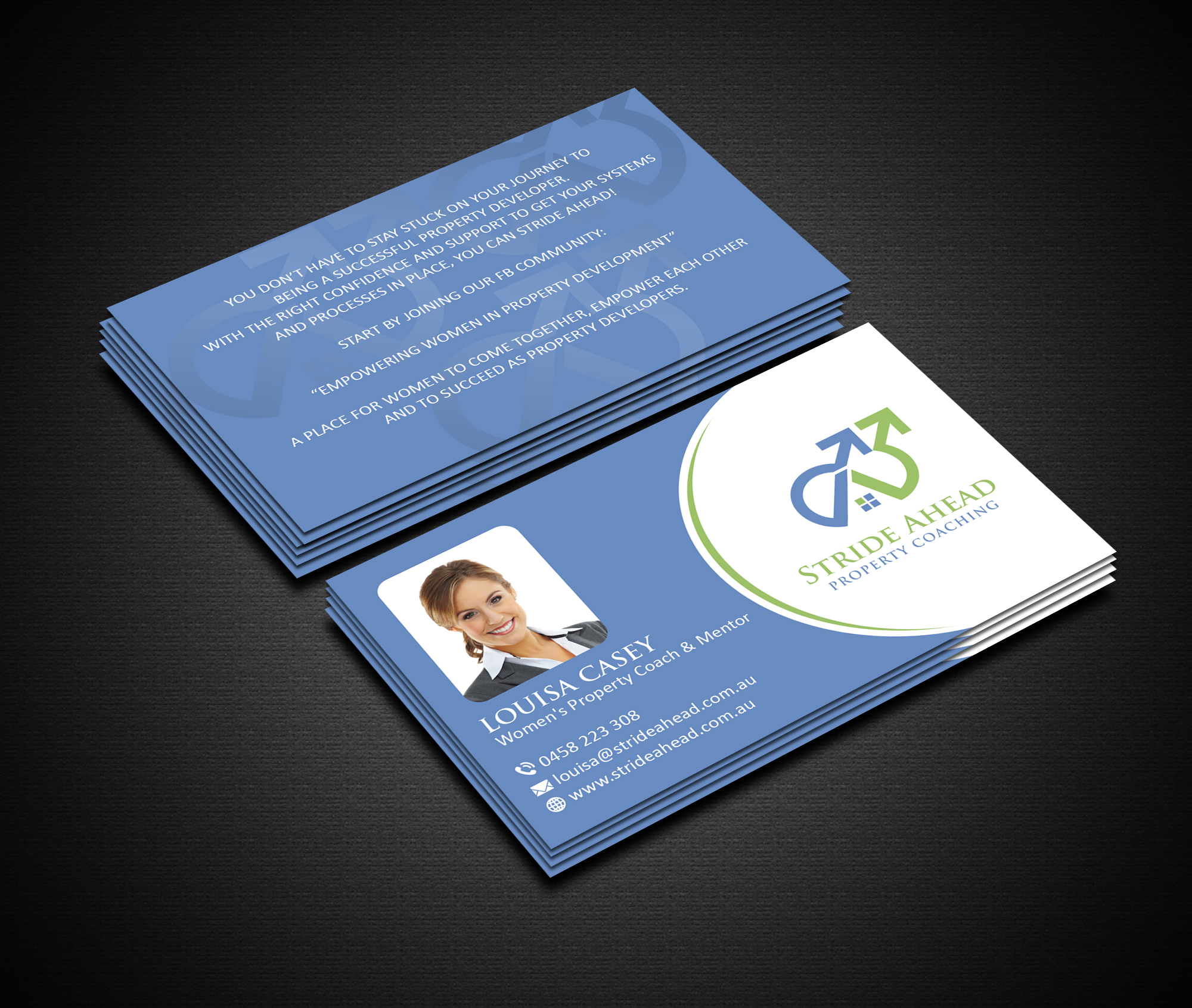 Logo and Business Card Design by Creations Box 2015 for Stride Ahead Property Coaching | Design #26831400