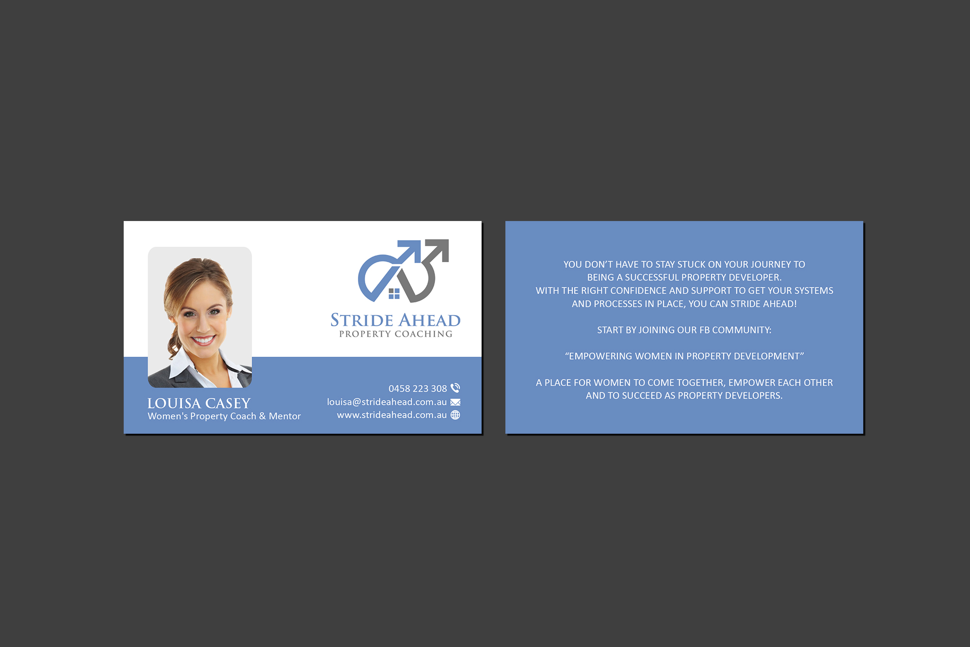 Logo and Business Card Design by Creations Box 2015 for Stride Ahead Property Coaching | Design #26831406