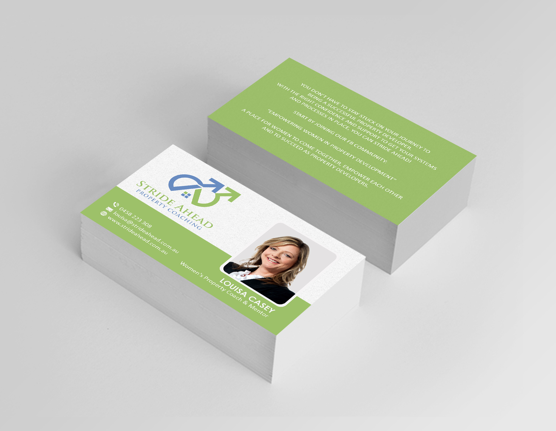 Logo and Business Card Design by Creations Box 2015 for Stride Ahead Property Coaching | Design #26831408