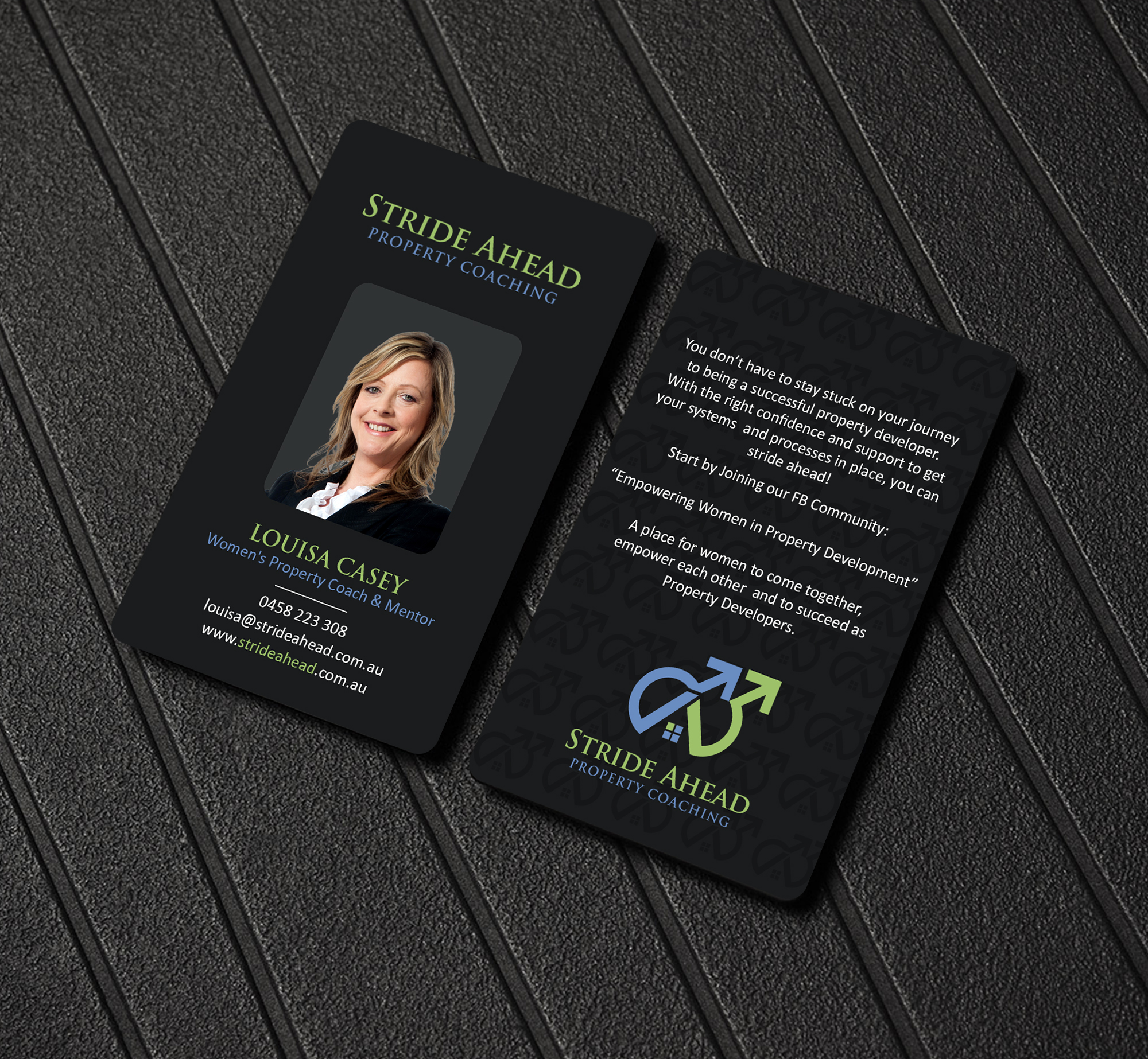 Logo and Business Card Design by Creations Box 2015 for Stride Ahead Property Coaching | Design #26831416