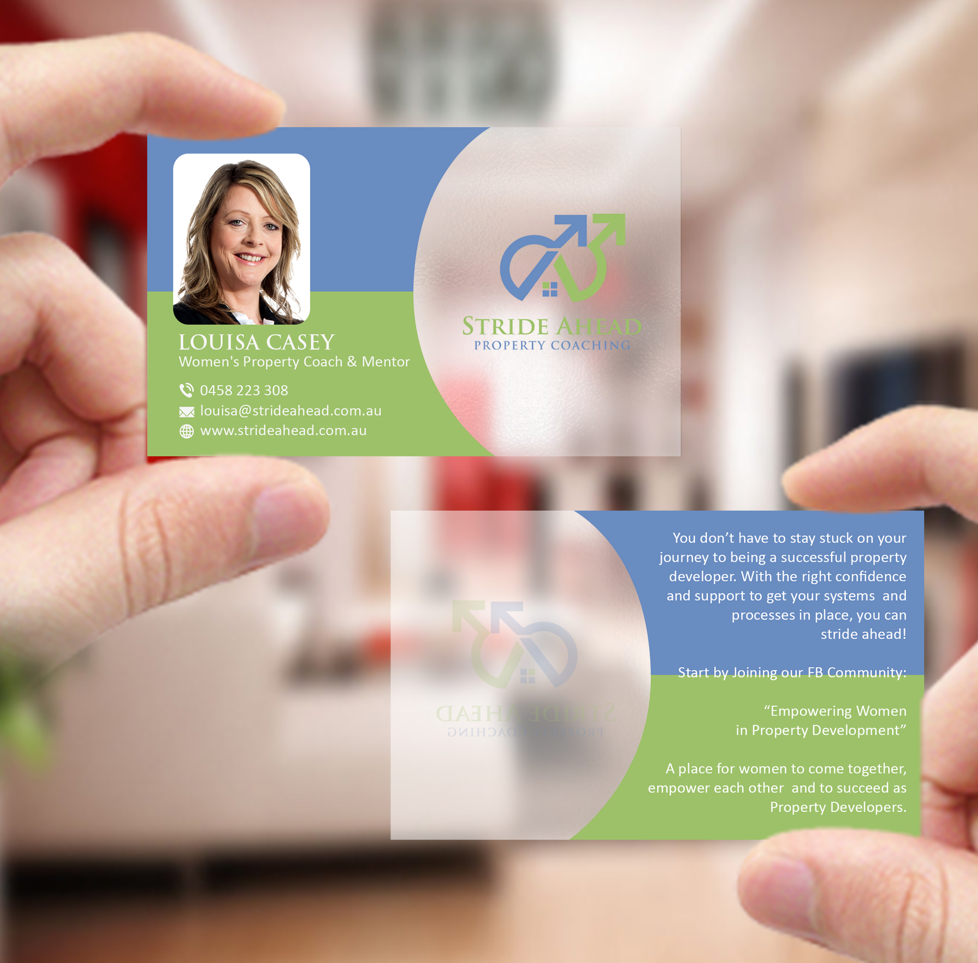 Logo and Business Card Design by Creations Box 2015 for Stride Ahead Property Coaching | Design #26831427