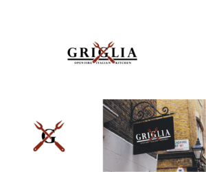 Griglia (first line) open fire italian kitchen (second line) | Logo Design by maceemisha