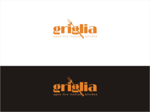 Griglia (first line) open fire italian kitchen (second line) | Logo Design by cjssan