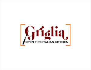 Griglia (first line) open fire italian kitchen (second line) | Logo Design by BNdesigner