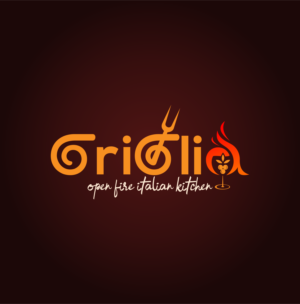 Griglia (first line) open fire italian kitchen (second line) | Logo Design by ERLANDO RONTE RDJ